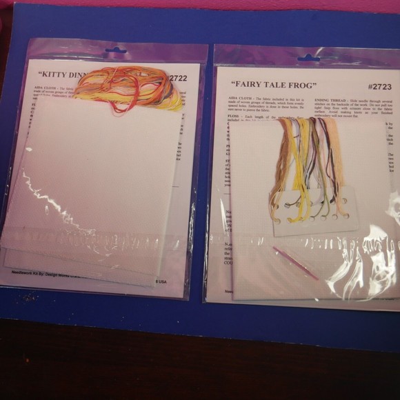 Design Works Cross Stitch Picture Kit Kitty Dinner Fairy Tale Frog 10x12" NIP - Picture 2 of 4